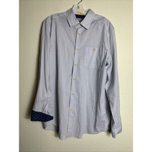Ted Baker Men's Long Sleeve Size 5/XL Flip Cuff Finest Italian Fabric Blue/White